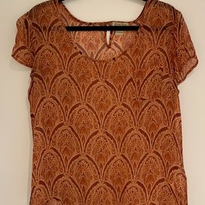 Lucky Brand Short Sleeve Paisley Blouse